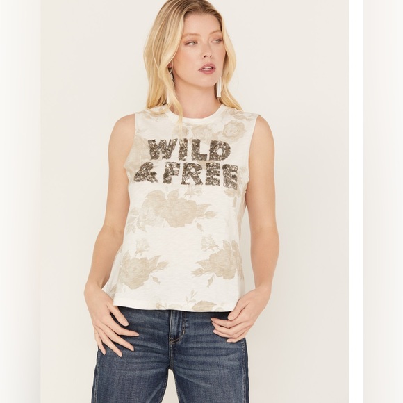 Idyllwind Abby Wild and Free graphic beaded sleeveless tank - Picture 1 of 10